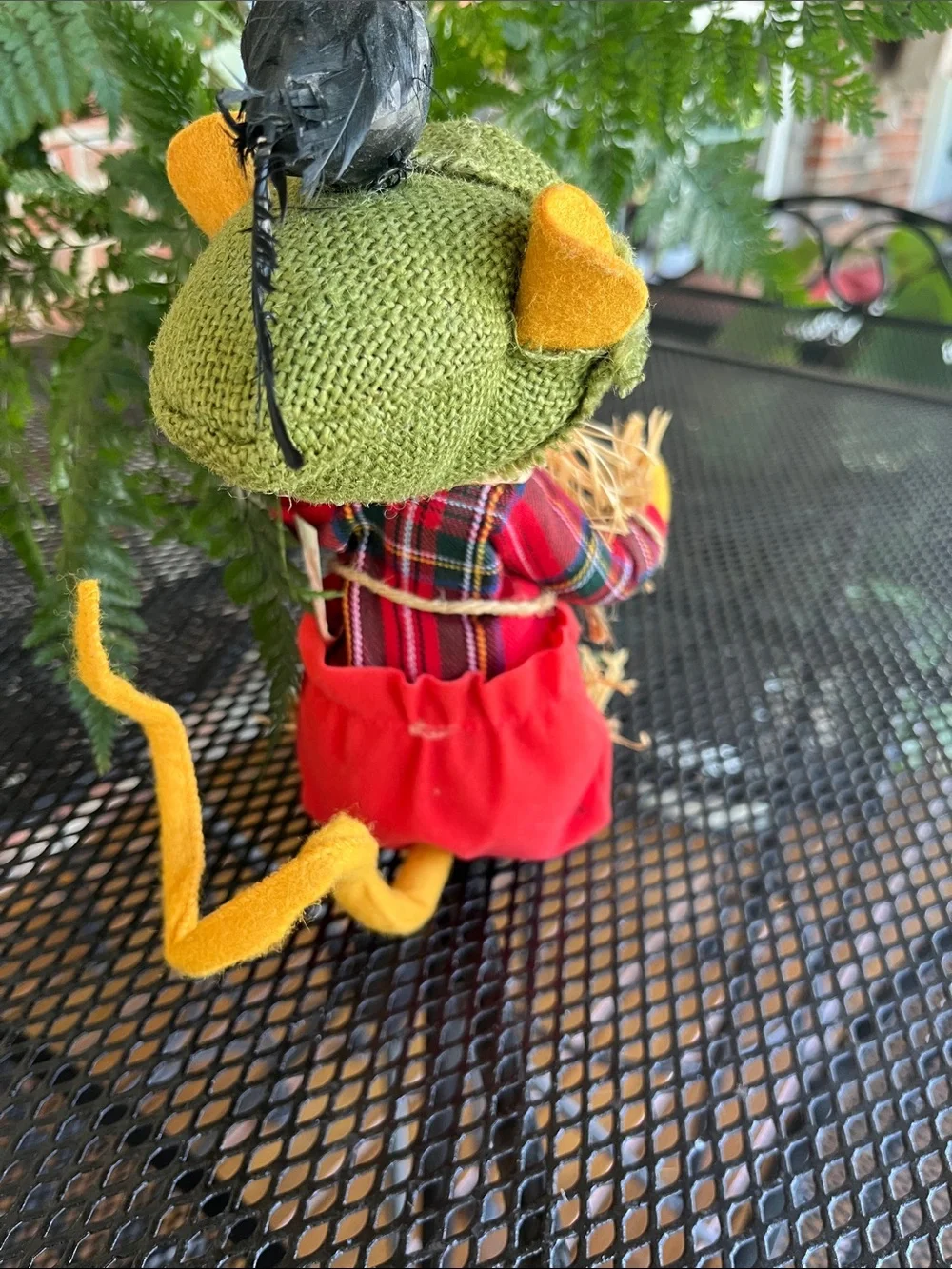 2004 Annalee 10” Scarecrow Mouse W/Crow On Head Thanksgiving Autumn Doll